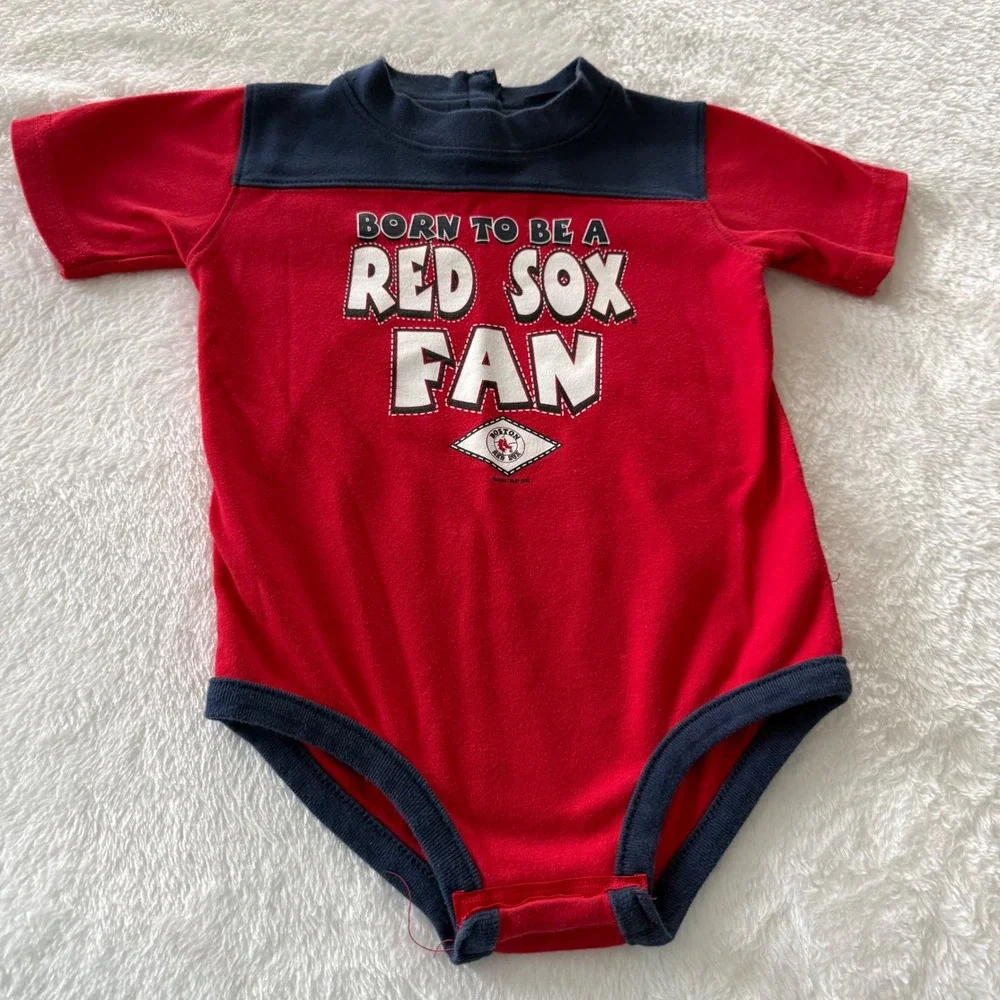 Mighty Mac Sport Boston Red Sox Fan Baby Bodysuit Red Navy 24M